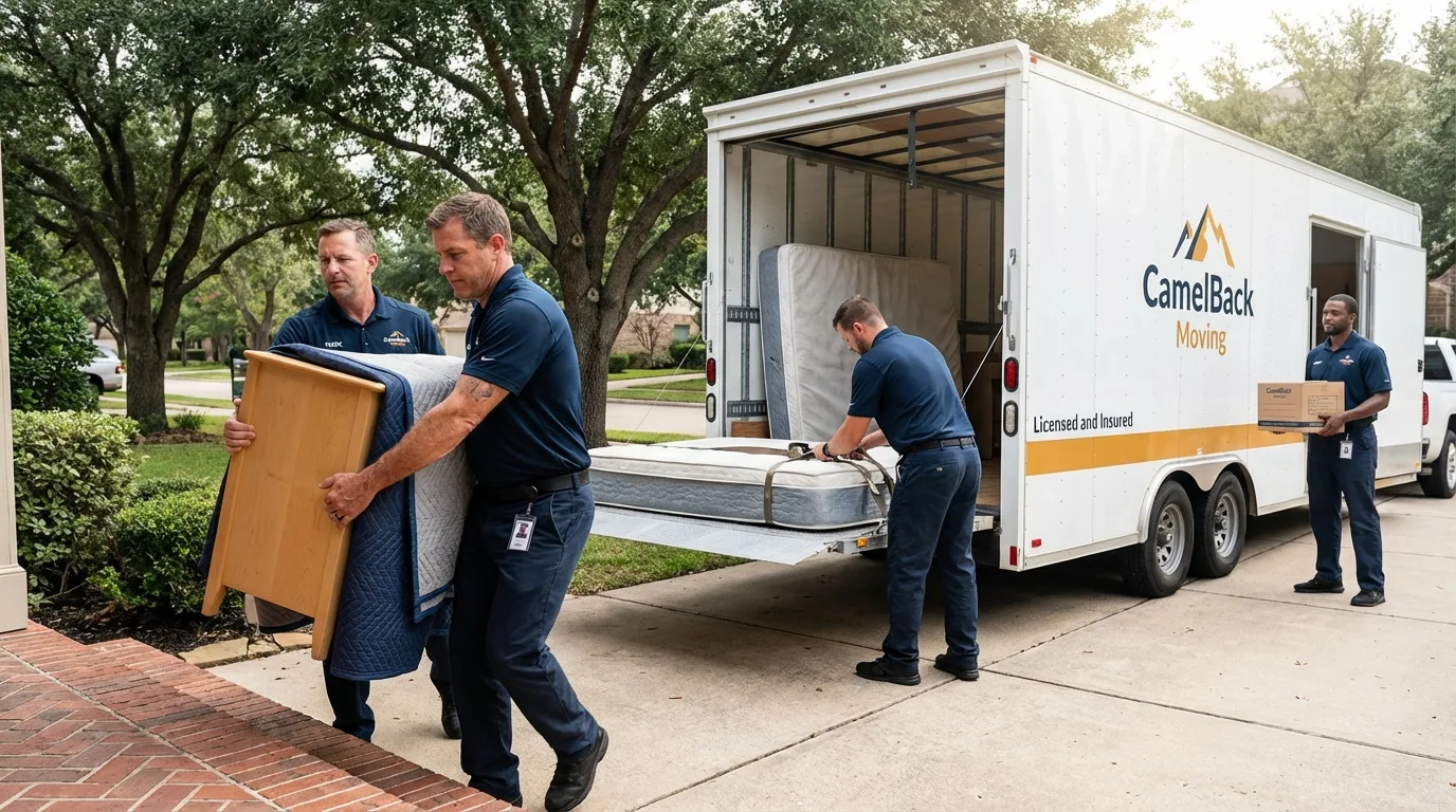 Crew loading residential truck for cross-state move from Graniteville, SC