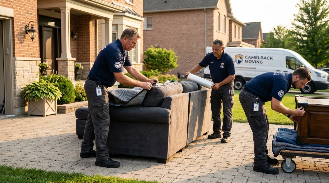 Large estate moving crew wrapping furniture in Graniteville, SC